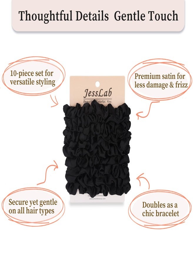JessLab Luxe Satin Scrunchies, No Damage Hair Ties for Sleeping, Ultra-Gentle on All Hair Types, 10 Pack - Image 4
